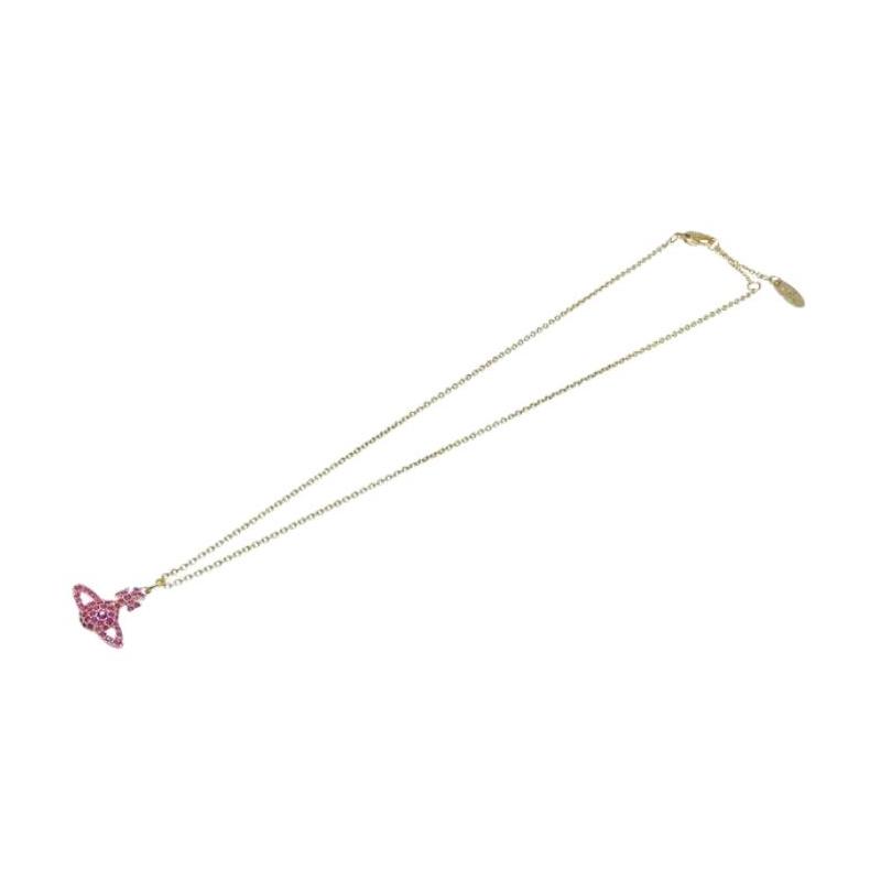 Vivienne Westwood Brand Logo Brass Necklace Women s Gold Pink 6302009202g333 золотой