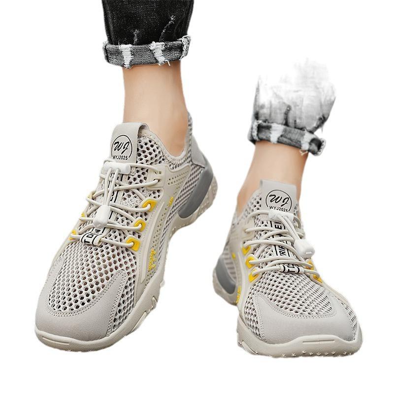 Fashion Hollow Breathable Men's Shoes Casual Lightweight Dad Shoes Flying Woven Mesh Shoes Summer Outdoor Mountaineering Sports Shoes