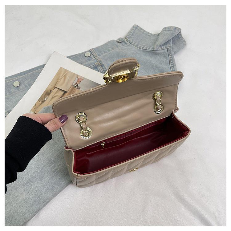 Korean-Style Women's Trendy Single Shoulder Bag - Fashionable, Versatile, Diamond Lattice Chain, Small Fragrance Style for Commuting