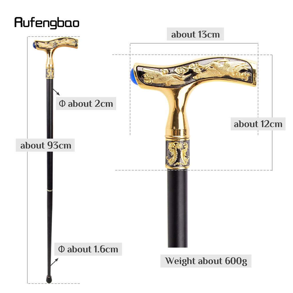 Crane Walking Cane Blue Gemstone Fashion Decorative Walking Stick Gentleman Elegant Cosplay Cane Knob Crosier 93cm