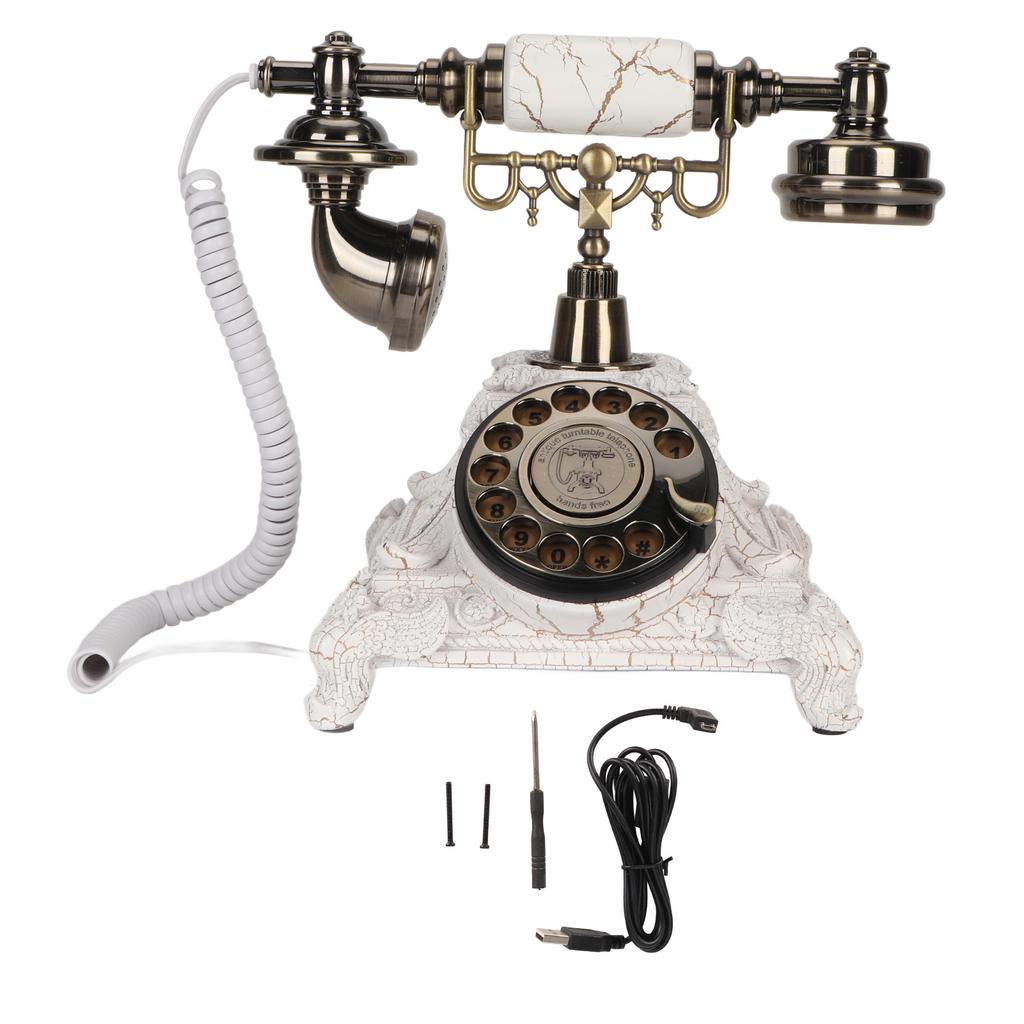 Retro Landline Telephone Multifunctional Recording Old Fashioned Rotary Dial Telephone for Home