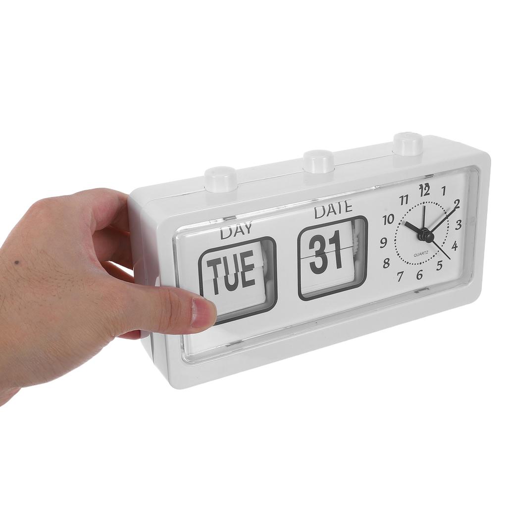 Flip Desk Clock with Manual Date Adjustment Vintage Style Calendar Display for Kids Bedroom Study Room Office Desktop Decorative
