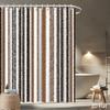 Tenda da Doccia a Strisce – Marrone Beige Nero Motivo Verticale, Poliestere Impermeabile, 72X72 Pollici, Arredamento Moderno per Bagno