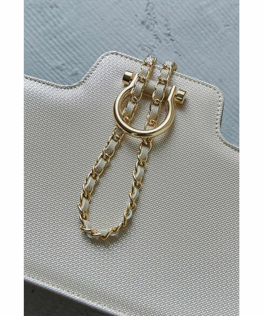 [niana] Eckige Tasche mit Kettenhenkel, Partytasche, Clutch, Handtasche, Grau, F