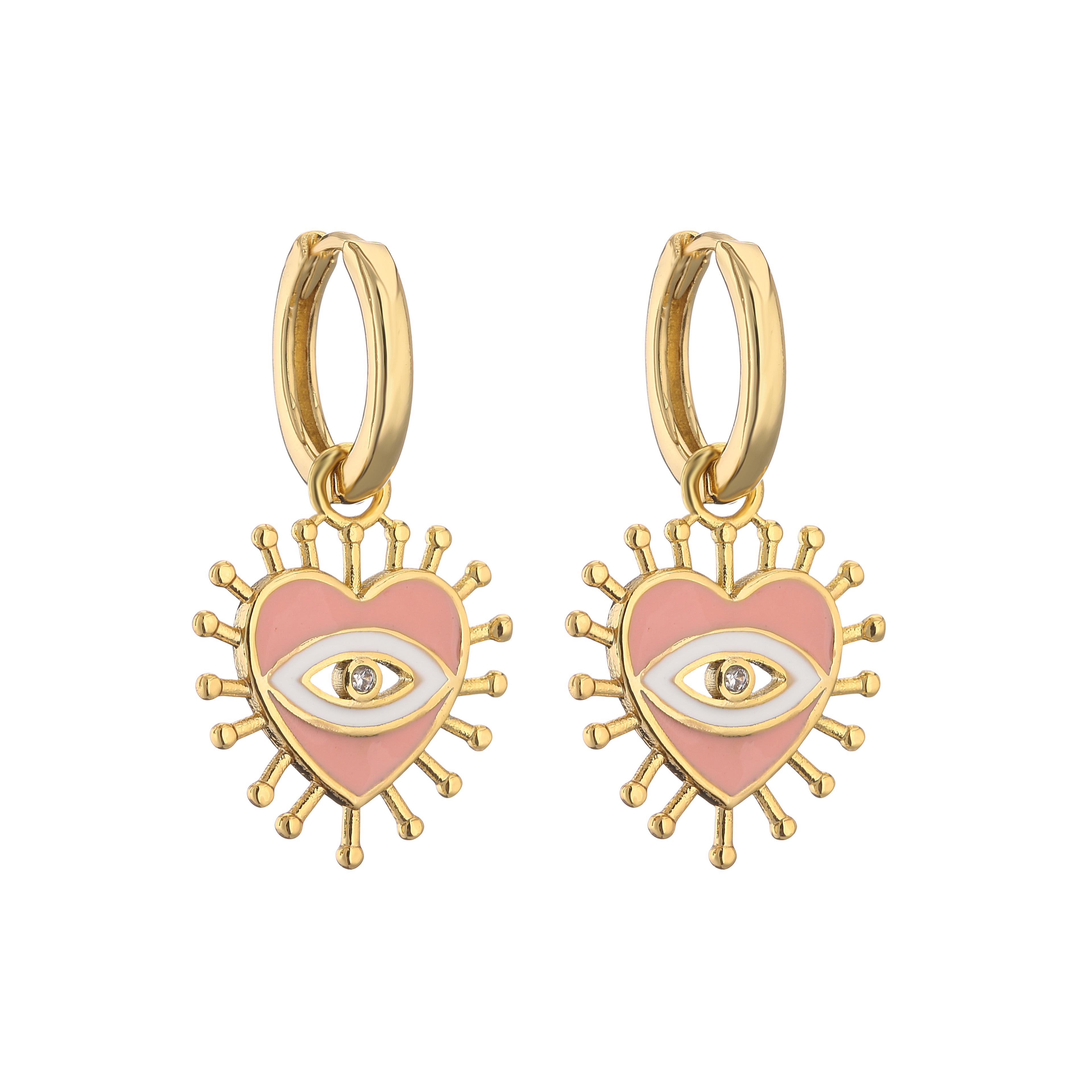 

HECHENG,1 pair,Love Heart Shape Evil Eyes Drop Earrings For Women Vintage Statement Crystal Dangle Zircon