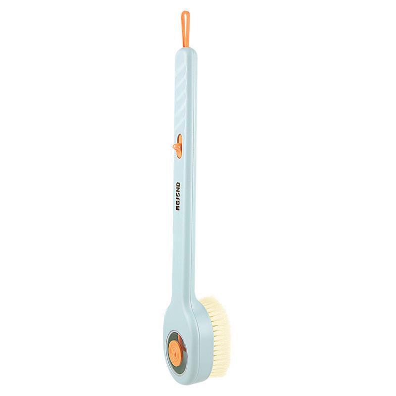 Wall-Mounted Long-Handled Liquid Dispensing Bath Brush with Soft Bristles