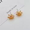 Gorgeous Fireworks Flower Shape Zircon Stud Earrings Fresh And Sweet High-End Stud Earrings Commuting Versatile Temperament Earrings Women