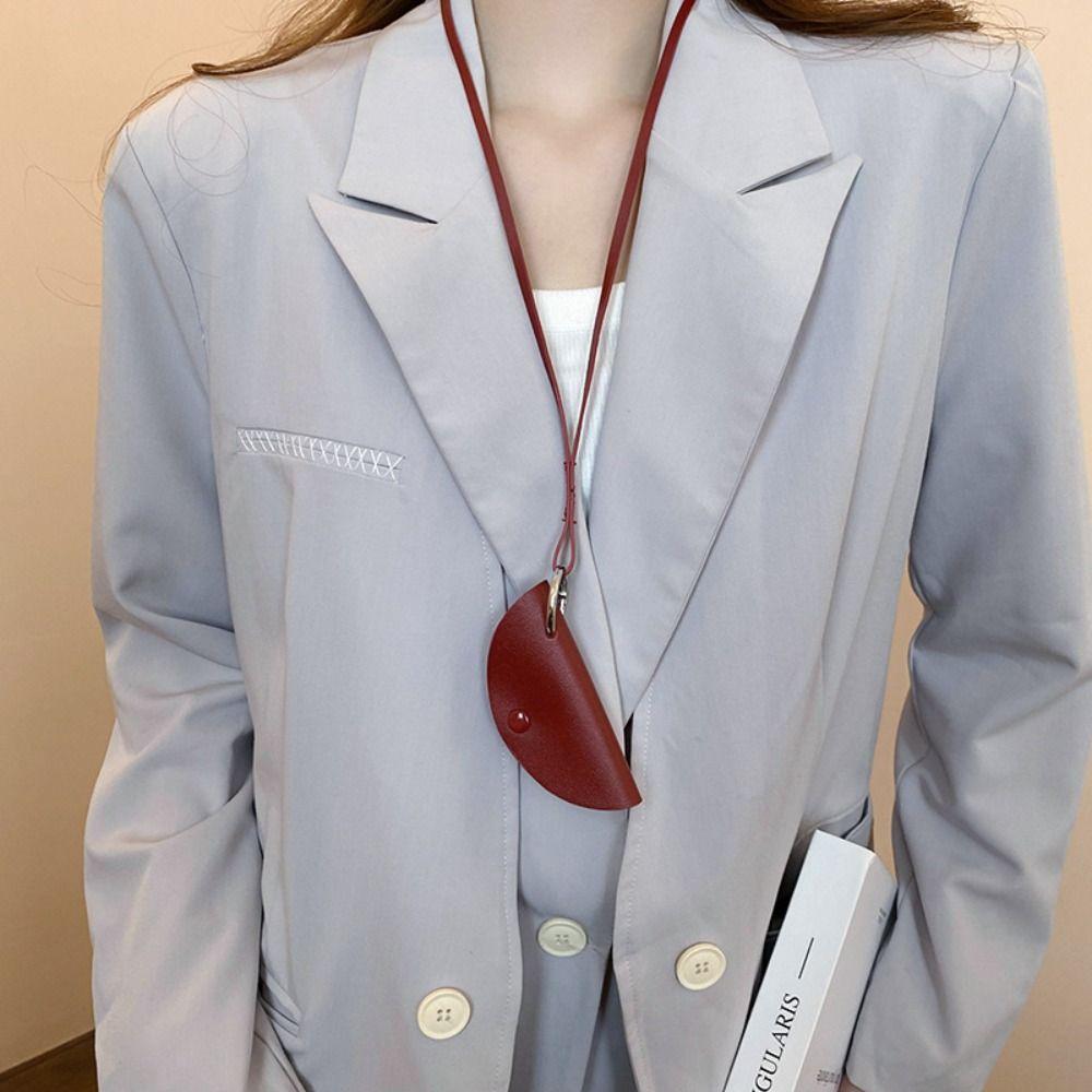 Halsketting Halve Maan Sleuteletui Trui Ketting Pu Leer Sleutel Tas Lange Leren Ketting Meisje