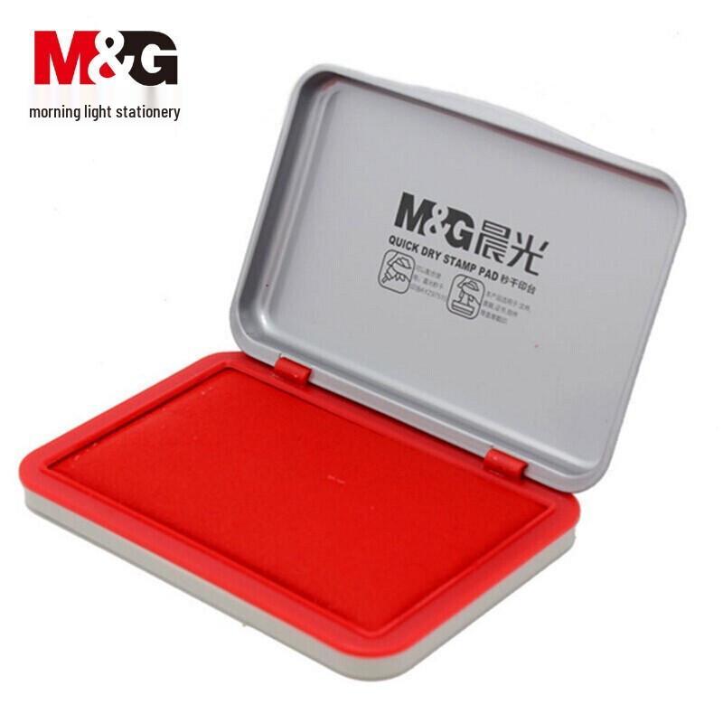 M&G Fast-Dry Metal Square Ink Pad (Red, 5-Pack)