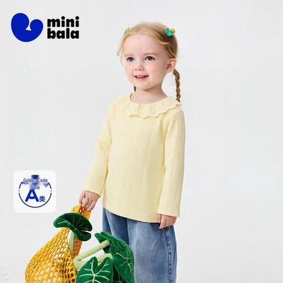 Minibala Girls' Sweet Collared Long Sleeve Tee