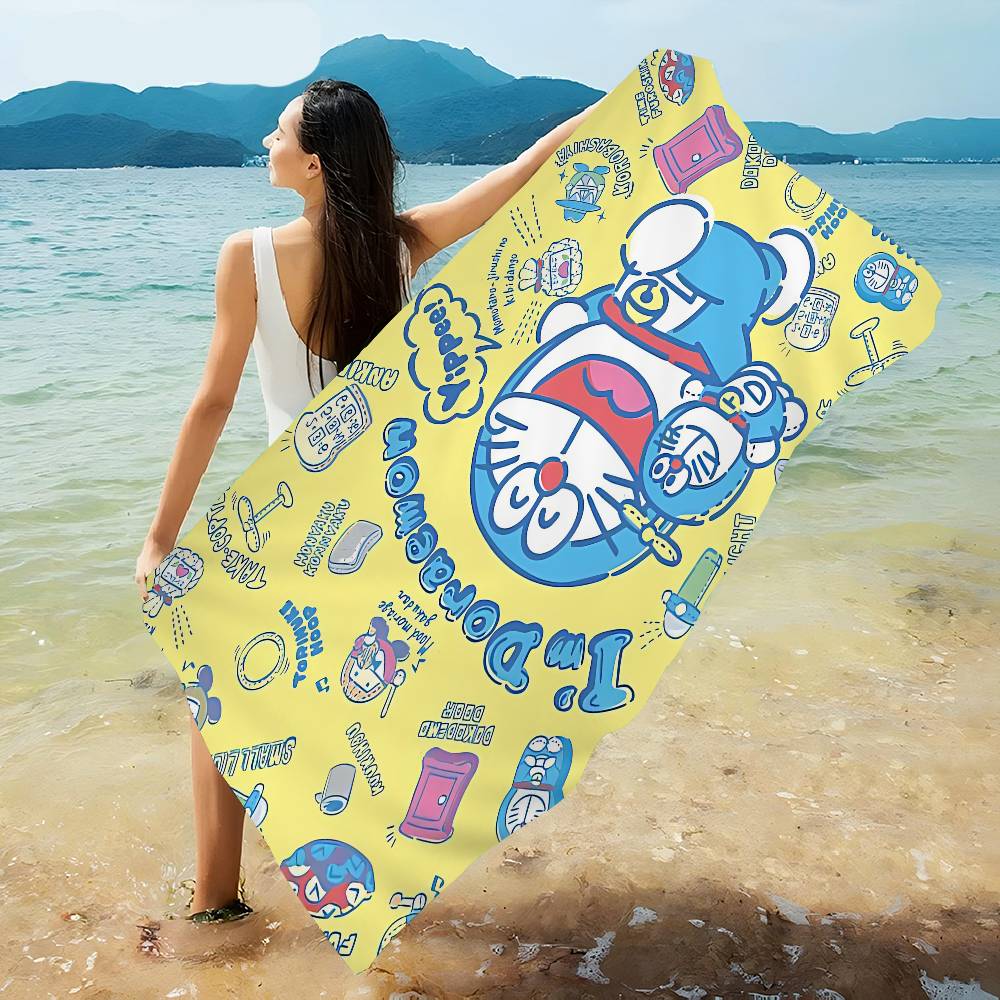 Anime D-d-doraemon Microfiber Blanket Quick Drying Beach Towels Oversized Printing Super Absorbent Pool Towel Blanket