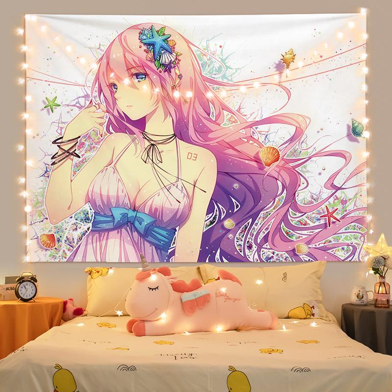 Ashou Anime Girl Tapestry Pink Room Decor Tapestry Wall Hanging Anime Wall Decor Home Kawaii Room Decoration Tapestries
