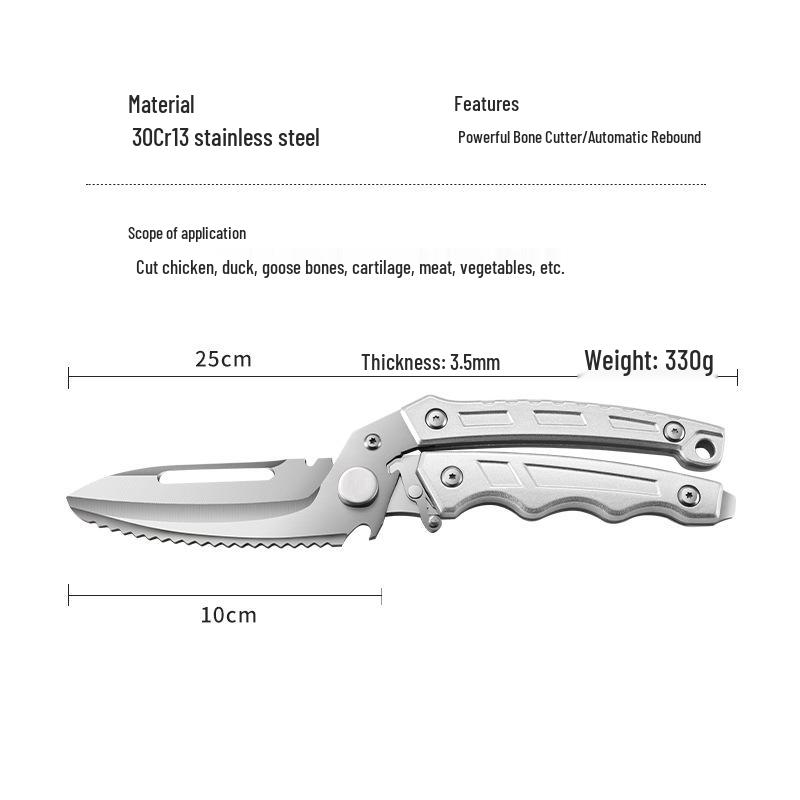 

Многофункциональные кухонные ножницы: Острые ножницы для куриных костей, складной фруктовый нож и ножницы с автоматическим возвратом. Powerful Kitchen Scissors (Detachable) белый