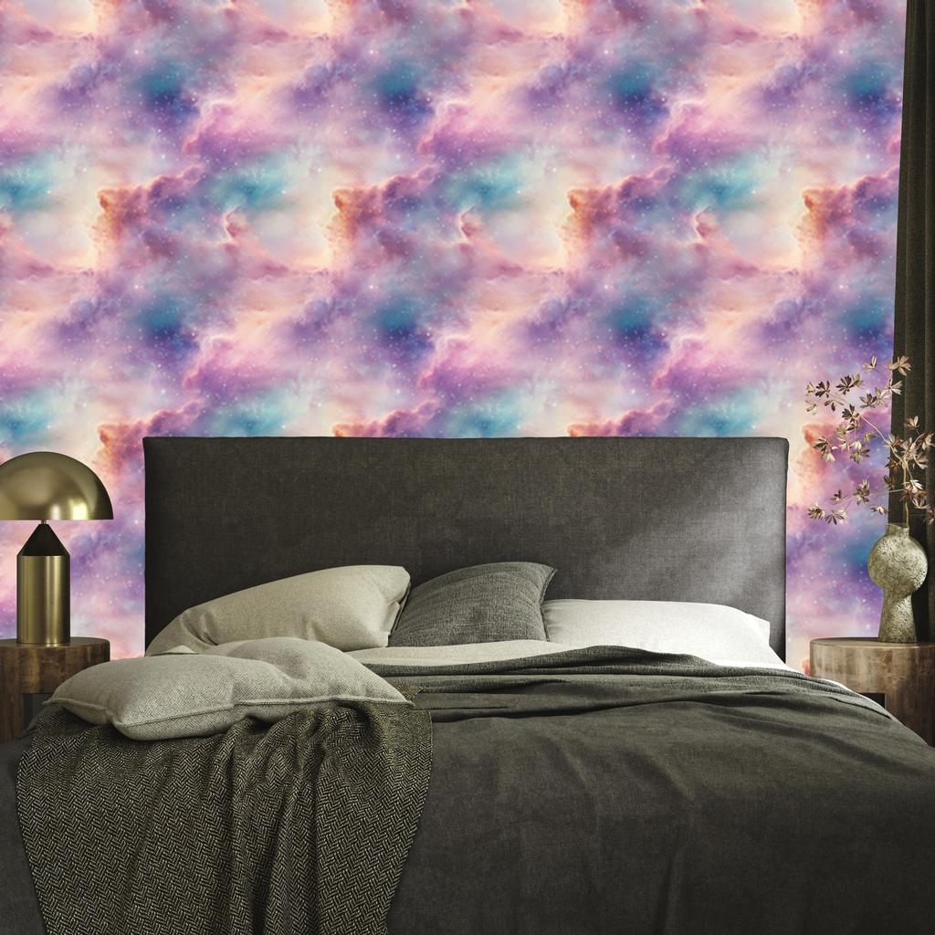 Watercolor Galaxy Wallpaper Violet, Purple, Coral and Blue 50x1000