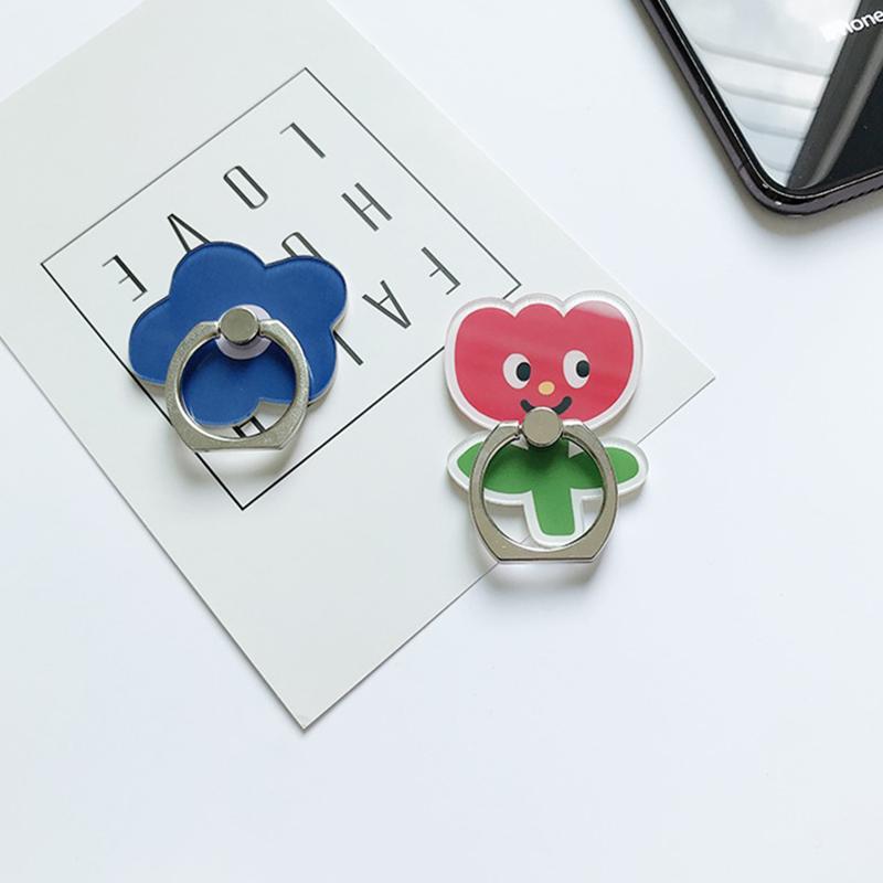 Cute Bear Phone Holder Flowers Finger Ring Stand Lazy Bracket Phone Kickstand