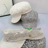 25 Early Autumn New Flat Top Hat Women's Premium Sense Bright Diamond Fashion Sun Hat Show Face Small Sun Hat Women