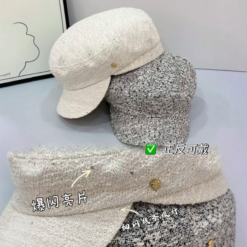 25 Early Autumn New Flat Top Hat Women's Premium Sense Bright Diamond Fashion Sun Hat Show Face Small Sun Hat Women