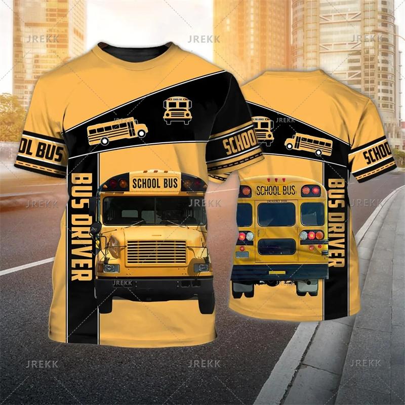 School Bus Driver Men's T-shirt 3D Print Casual Uniform Homme Summer O Neck Short Sleeve Oversized Unisex Harajuku Clothing 4XL