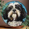 Shih Tzu Lovers Delight X Round Aluminum Wall Art UV Scratch Resistant EasyHang Decor for Indoors Outdoors
