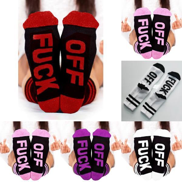 Stylish Unisex Cotton Blend Socks With Bold Lettering Comfortable And Fun Footwear