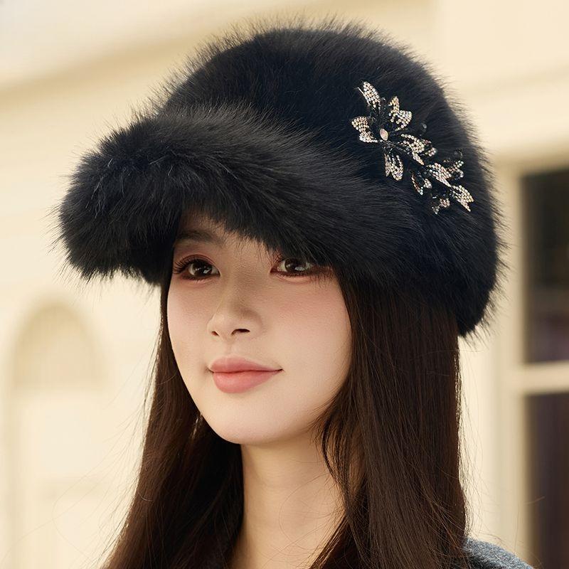 Ladies Hat Winter Hairy Imitation Mink Baseball Cap Ladies Foreign Style Winter Thick Thermal Cap