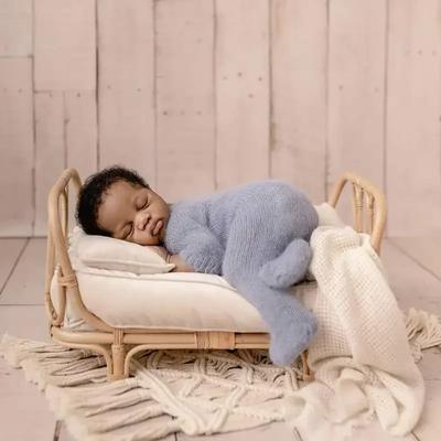 Fotografická rekvizita pro novorozence Postýlka Ručně vyrobená postýlka pro panenku Ratanový bambusový košík Dětské Bebe Newborn Fotografické rekvizity Příslušenství Studio
