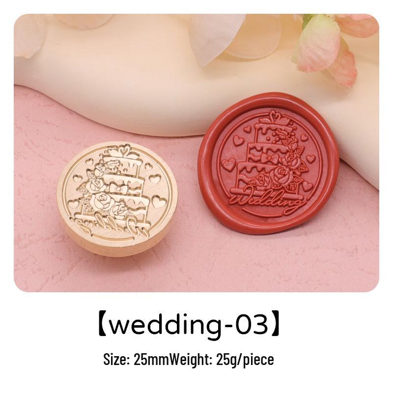 Wedding Series Round Wax Seal Stamp Head - Copper Handmade Letter Sealing