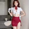 Sex lingerie female pure desire passion stewardess role uniform suit sexy deep split small chest seduction pajamas