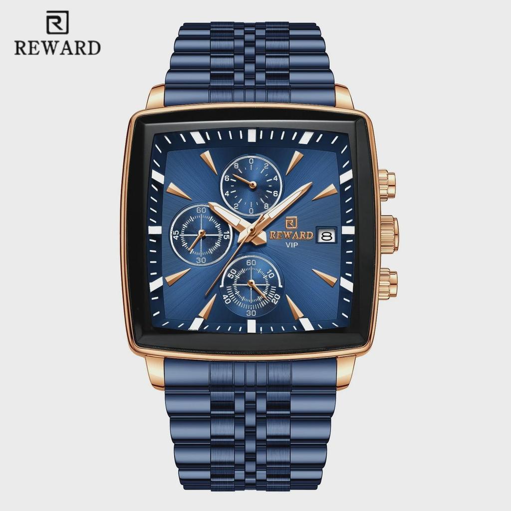 Fashion Square Quartz Watch Men's Luxury Steel Strip Business Date Chronograph Watches