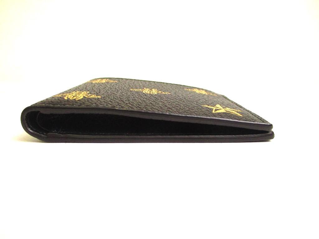 Authentic GUCCI Animalier Black Leather Bifold Bill Wallet Compact Wallet #a177  Refurbished
