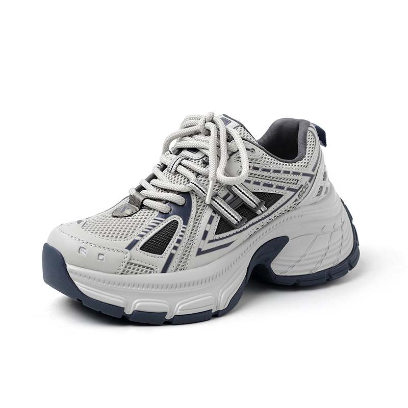 Krazing Pot Microfiber Mesh Spring Autumn Summer Sneakers Platform Lace Up Silver Color Sneakers Thick Bottom Women Fashion Shoes