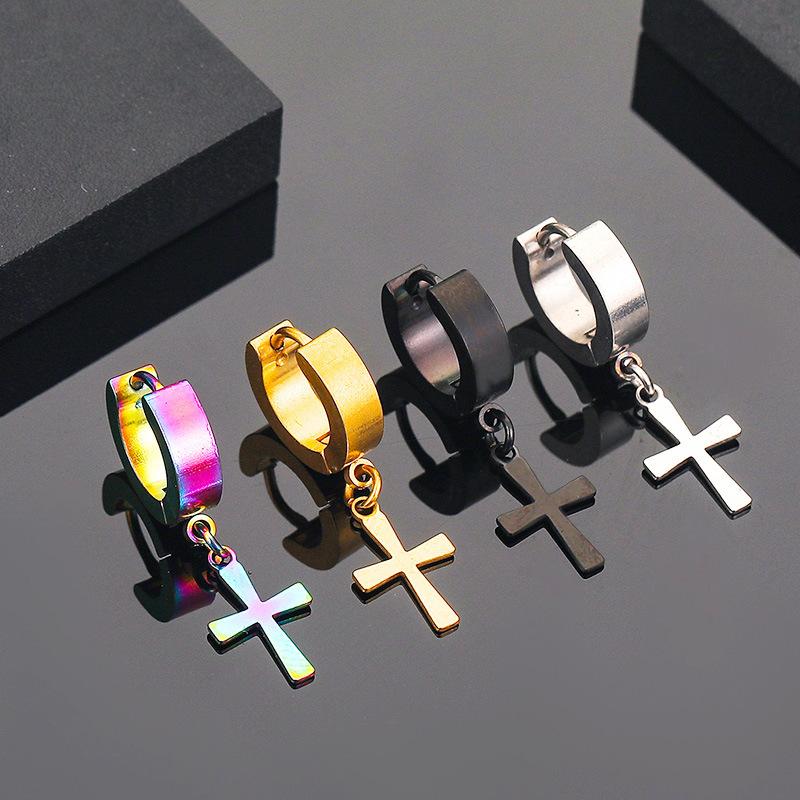 Personalized Anti -allergic Cross Ear Fink Korean Fashion Titanium Steel Penp Earrings Stainless Steel Earrings