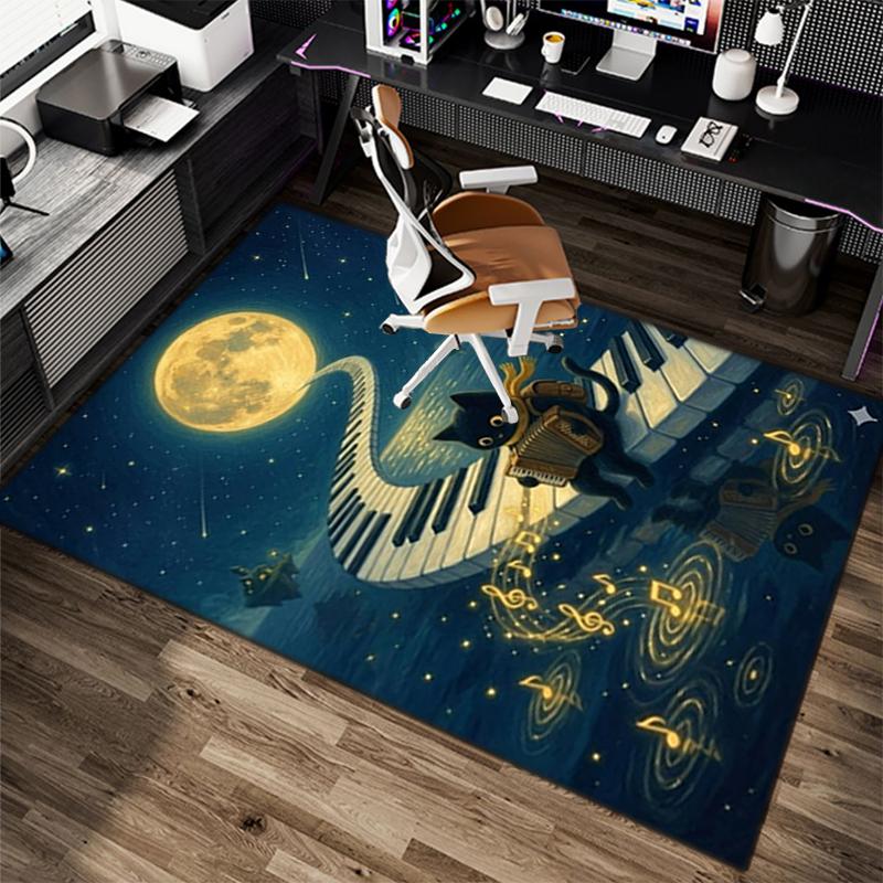 1Pc Piano keys music Printed circular carpet, home door mat, outdoor travel protection carpet A12