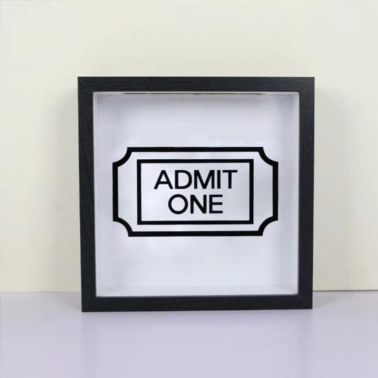 Travel Adventure Archive Shadow Box Square Ticket Stub Stamp Letter Photo Keepsake Storage Box with Slot Home Office Desktop Decoration