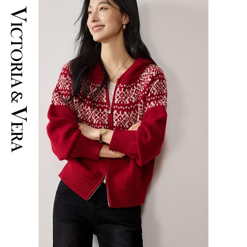 

VICTORIA&VERA Женский вязаный кардиган с капюшоном в стиле Fair Isle L