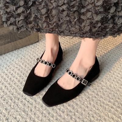 Spring Square Toe Women Mary Jane Shoes Fashion Crystal Buckle Casual Dancing Party Prom Shoes