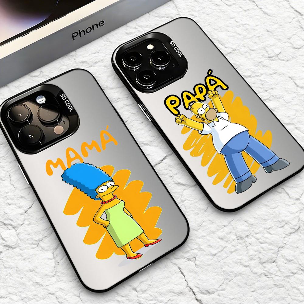 Cute S-SimpsonS Family Phone Case For iPhone 17 16 15 14 13 12 11 Pro Max Air Matte Laser Aurora Shockproof Funda