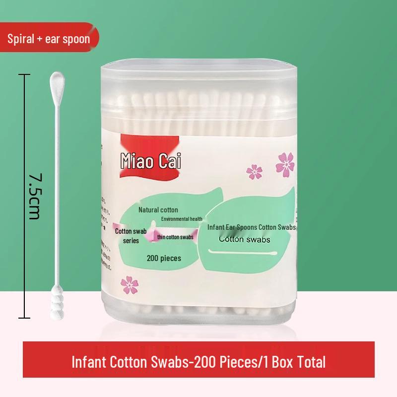 

Ультратонкі двосторонні дитячі ватні палички для гігієни вух та носа 200 Pieces