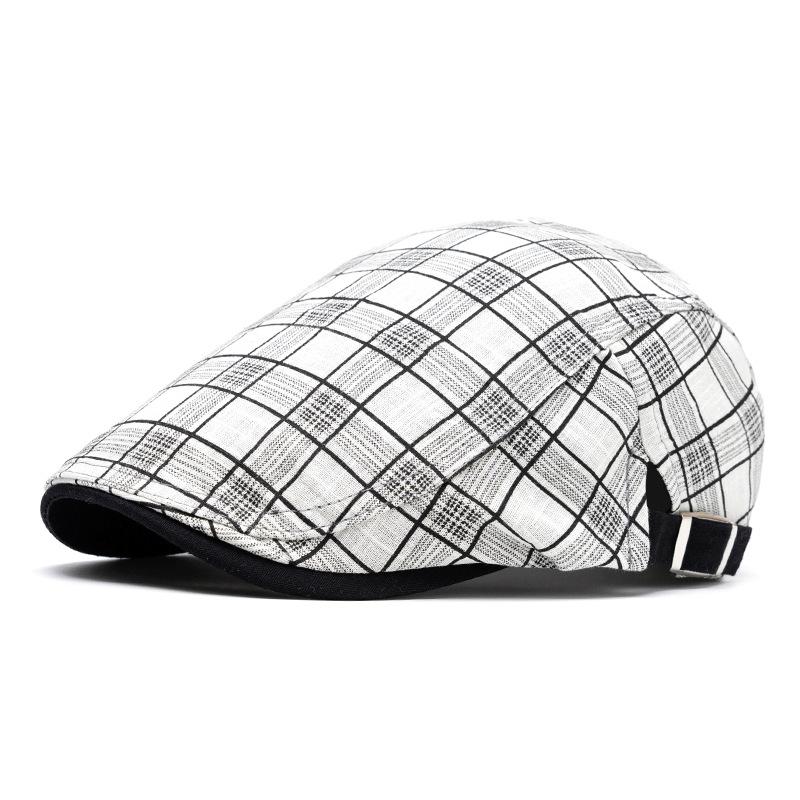 Spring and summer men's and women's checkered forward hats, sports and casual duckbill hats, adjustable personalized berets