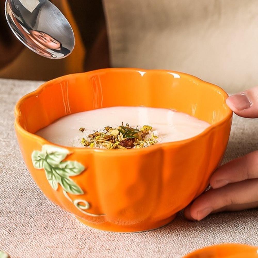 Deep Plates Dinner Plates Halloween Theme Soup Bowls Ceramic Pumpkin Bowl Holiday Decoration