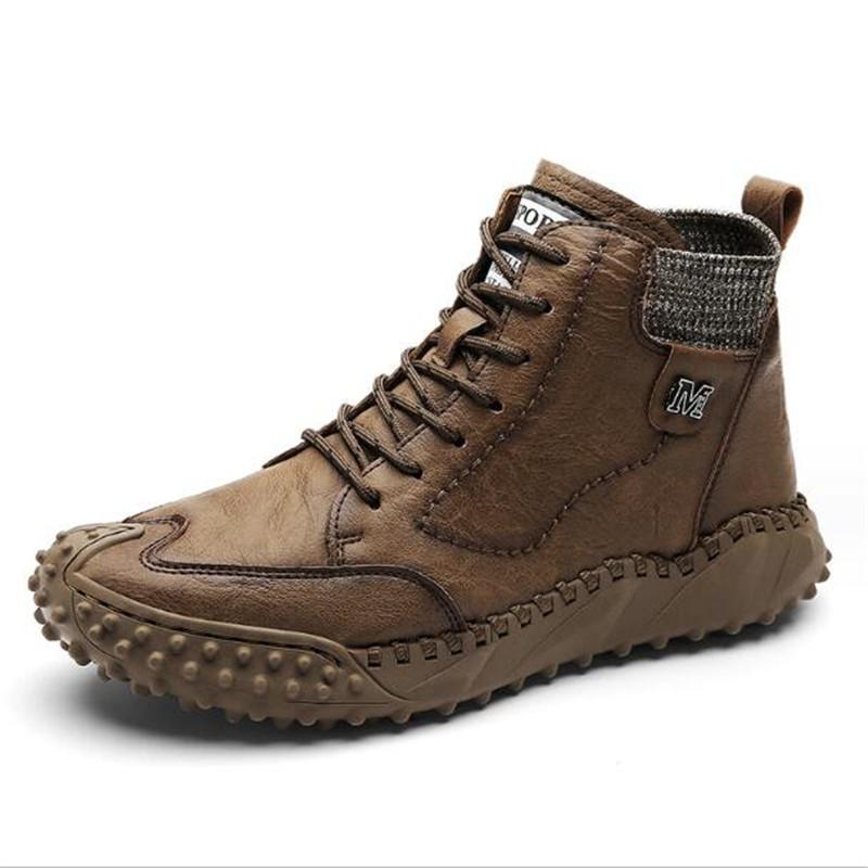 Winter Warm Men's Casual Shoes Fashion Handmade Men's Boots Comfortable Men's Ankle Boots Outdoor High Quality Hiking Boots Men