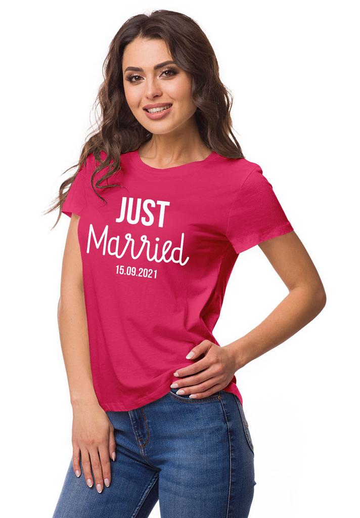 Inkdotpot Personalized Womens Tshirt Top Just Married Wedding  Announcement