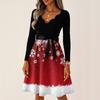 Women's Casual Fashion Long Sleeve Christmas Graphic Printed Vintage Long Dresses