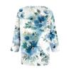 Women's 3/4 Sleeve Shirts V Neck Print Tops Casual Tops Basic Tees Blouse Loose Tops