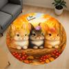 1pc Rabbits Autumn Round Chair Mat Area Rug - Non-Slip, Floor Mat for Office, Bedroom, and Indoor Decor C1125070