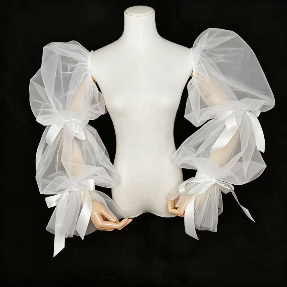 Bowknot Bride Detachable Sleeves Evening Dress Decor Fairy Sleeves Sheer Cover Sleeves Banquet