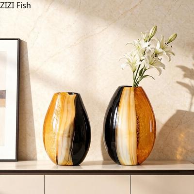 Colorful Gradient Glass Vase Desk Decoration Hydroponics Flower Pots Flowers Arrangement Floral Vases Room Aesthetic Decor