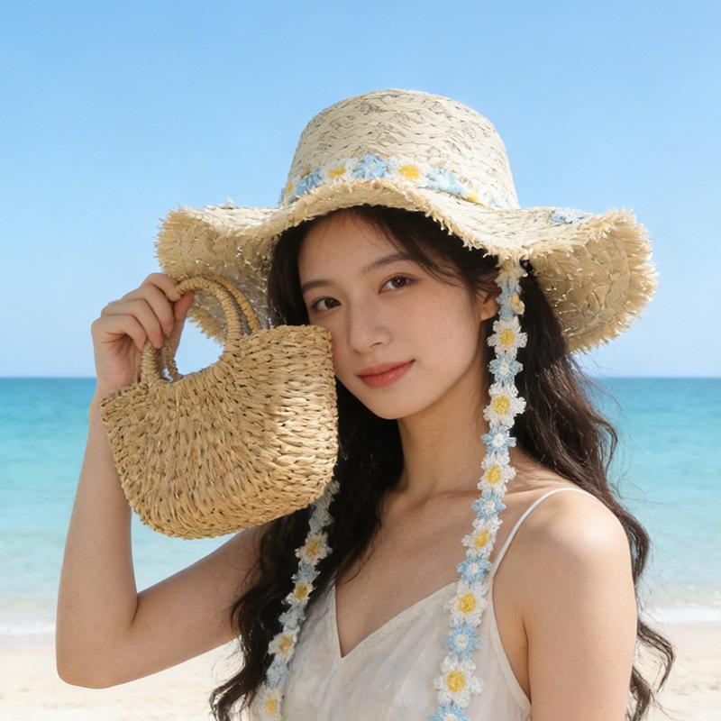 

Spring and summer photo big brim straw hat women s versatile simple sunshade sunscreen hat M（56-58cm）