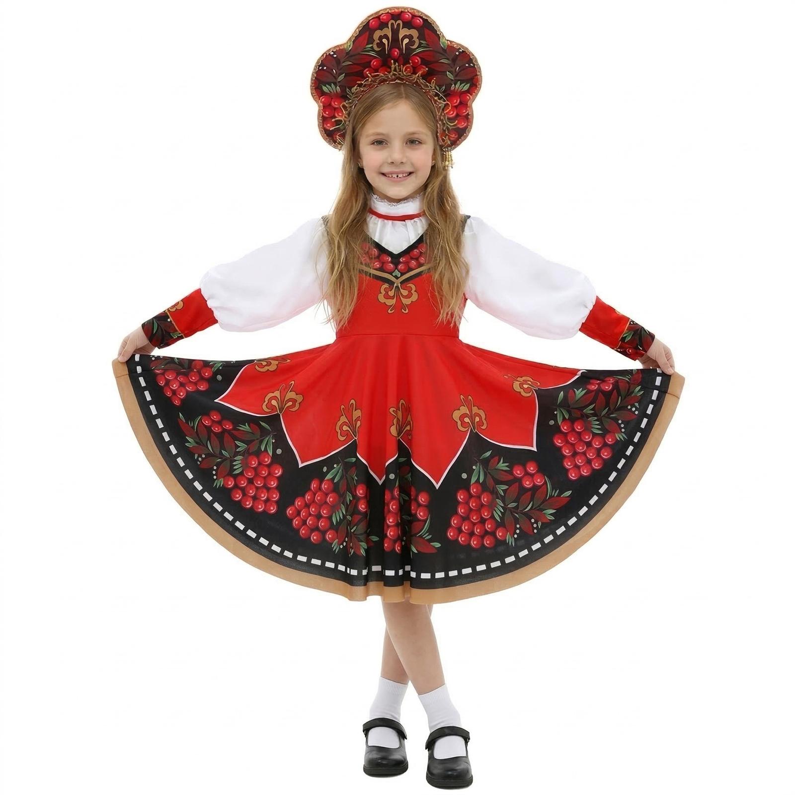 Krievu kostīms Tradicionālais deju kostīms Sarkanā