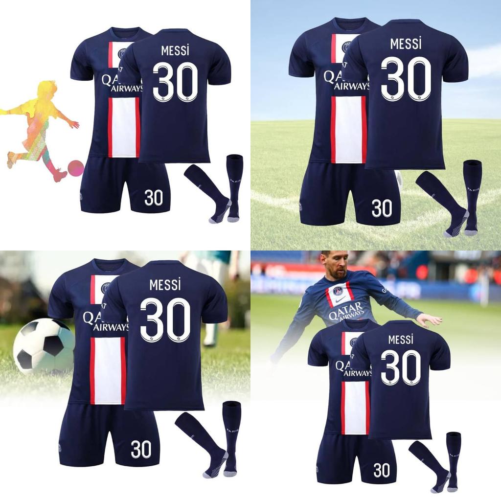 Parijs thuisshirt set Messi 30 Mbappé 7 Neymar 10 Polyester voetbaltenue